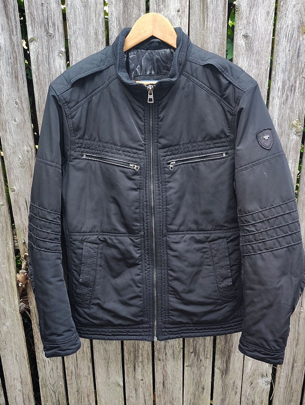 Tom Tailor Black Nylon Biker Blouson Moto Jacket